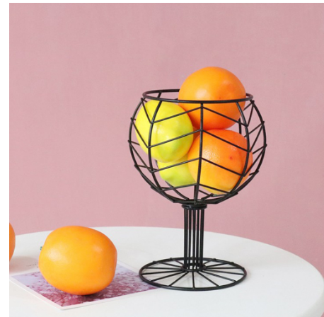 Wine Glass Shape Iron Fruit Bowl Basket Kitchen Decor
