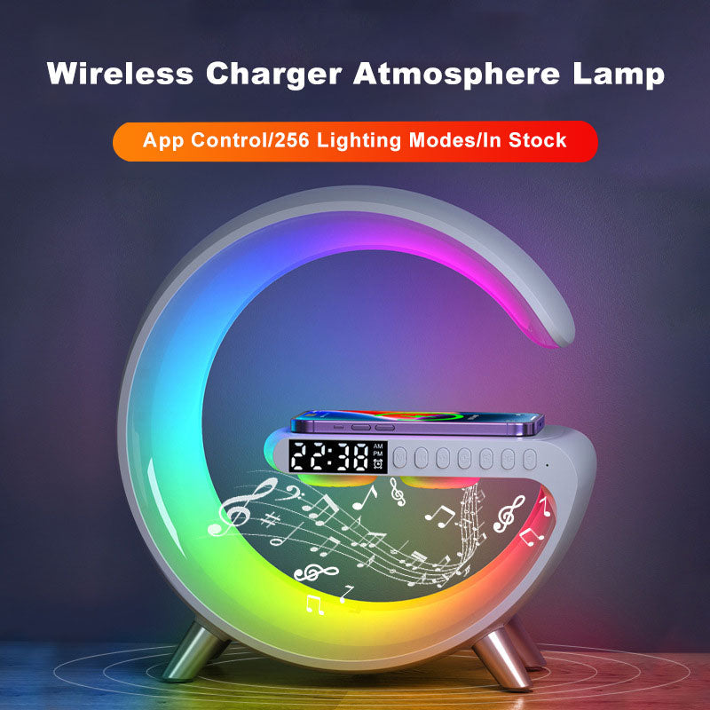 Smart Bluetooth Wireless Charger Bedside Table Lamp Alarm Clock