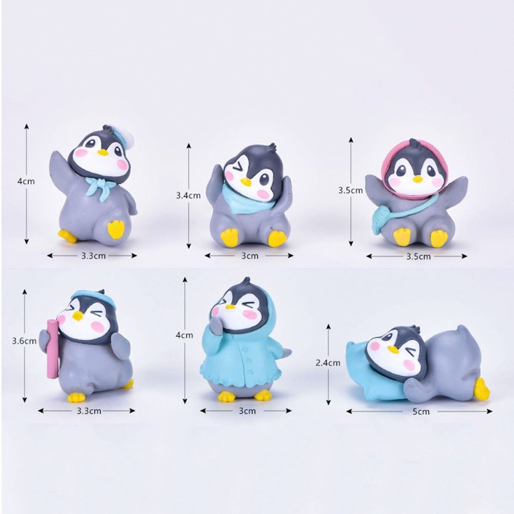 6Pcs/Set Miniature Figurine Adorable Plastic Penguin Decor