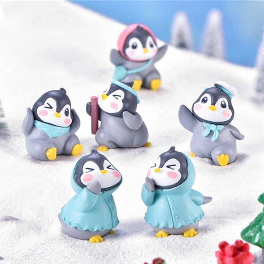 6Pcs/Set Miniature Figurine Adorable Plastic Penguin Decor