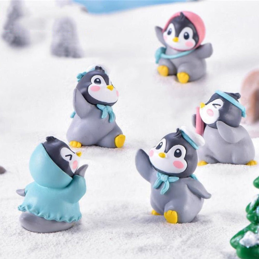 6Pcs/Set Miniature Figurine Adorable Plastic Penguin Decor