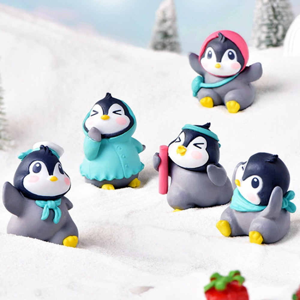 6Pcs/Set Miniature Figurine Adorable Plastic Penguin Decor