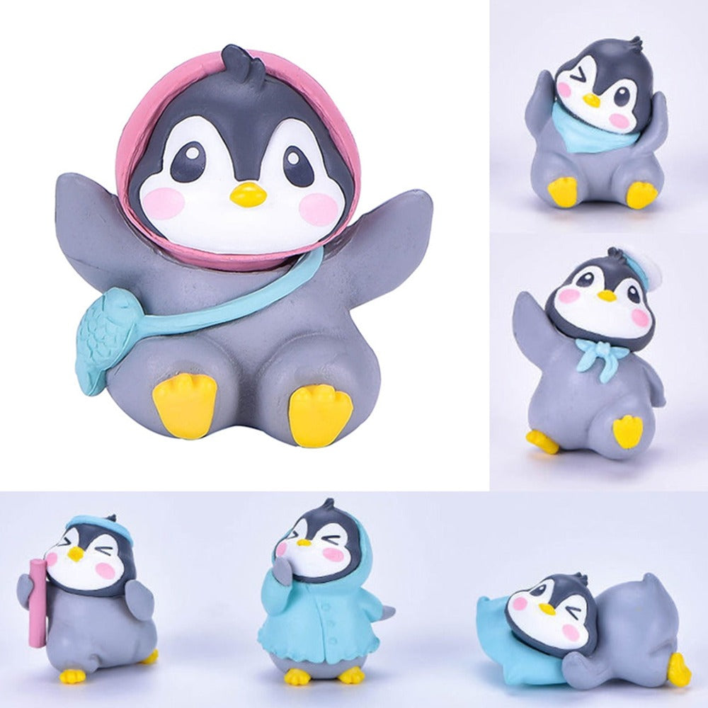 6Pcs/Set Miniature Figurine Adorable Plastic Penguin Decor