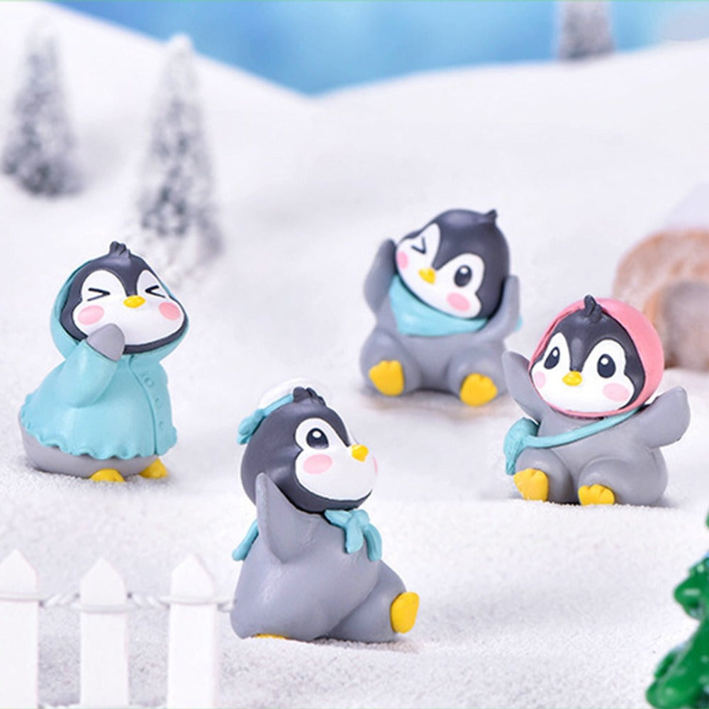 6Pcs/Set Miniature Figurine Adorable Plastic Penguin Decor