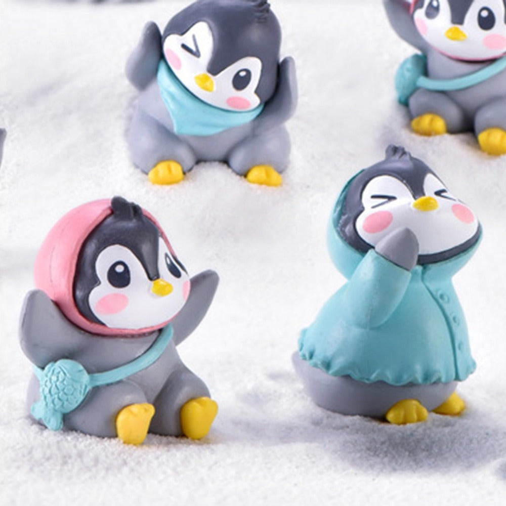 6Pcs/Set Miniature Figurine Adorable Plastic Penguin Decor