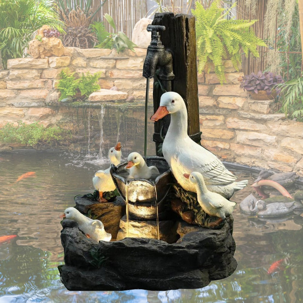 Duck Animal Statue Cute Luminous Solar Powered Cascading Freestanding Led Decor