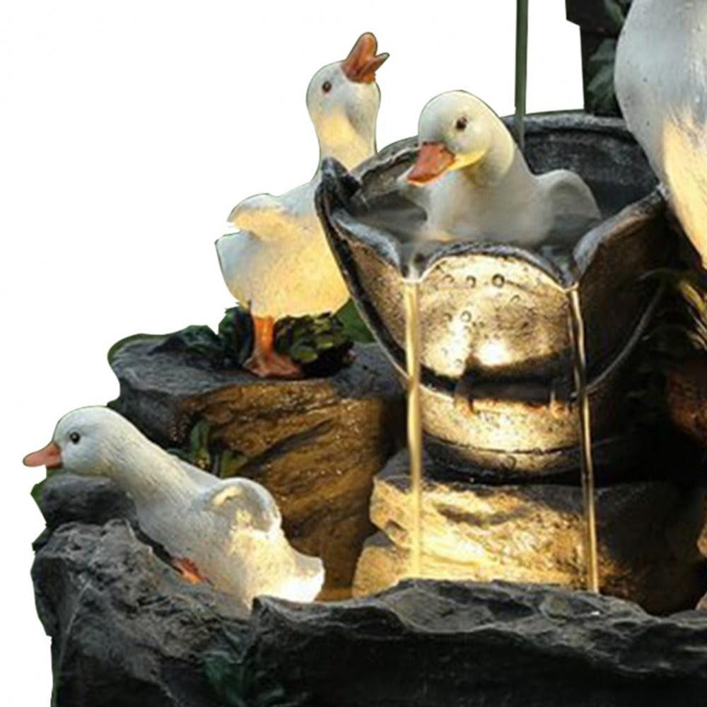 Duck Animal Statue Cute Luminous Solar Powered Cascading Freestanding Led Decor