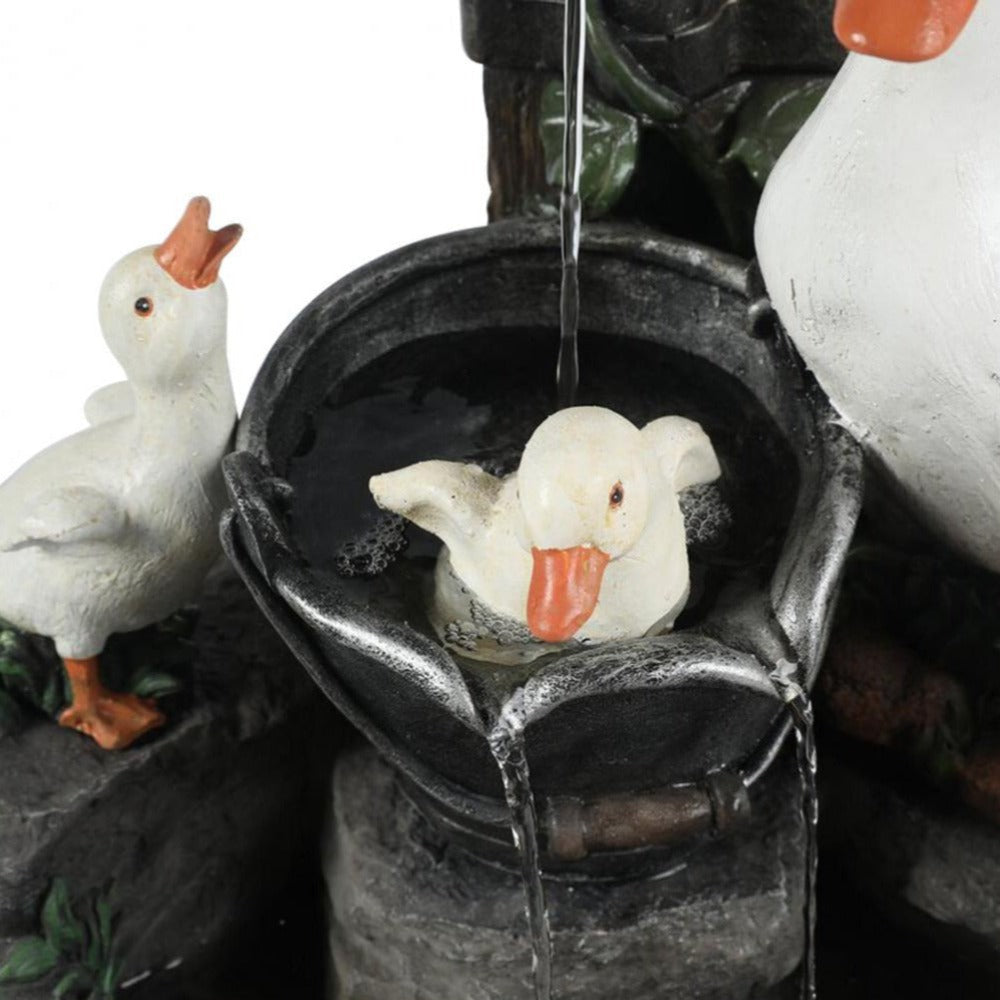 Duck Animal Statue Cute Luminous Solar Powered Cascading Freestanding Led Decor