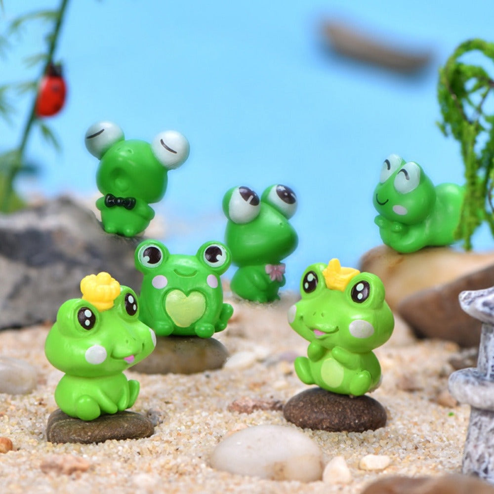 6Pcs/Set Mini Frog Figurine Mold Garden Bonsai Micro Landscape Home Ornaments