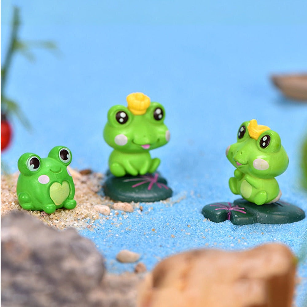 6Pcs/Set Mini Frog Figurine Mold Garden Bonsai Micro Landscape Home Ornaments