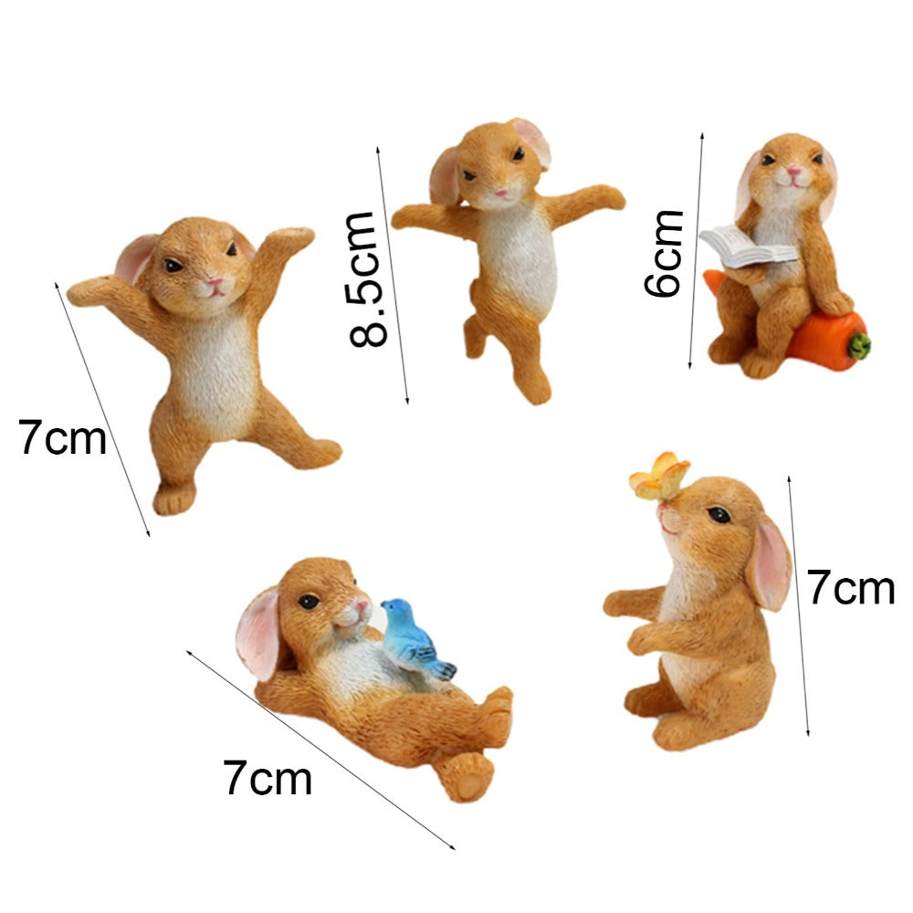 5Pcs Mini Easter Bunny Rabbit Resin Figurines