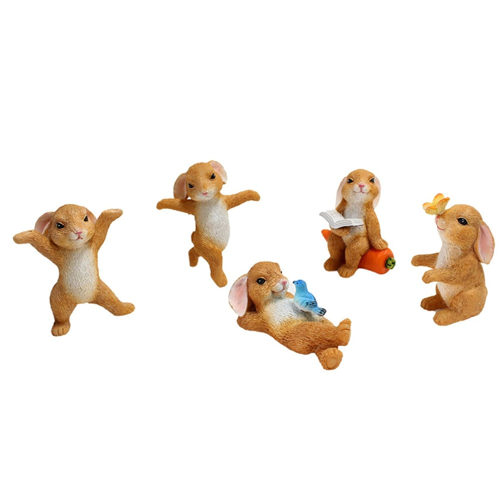 5Pcs Mini Easter Bunny Rabbit Resin Figurines