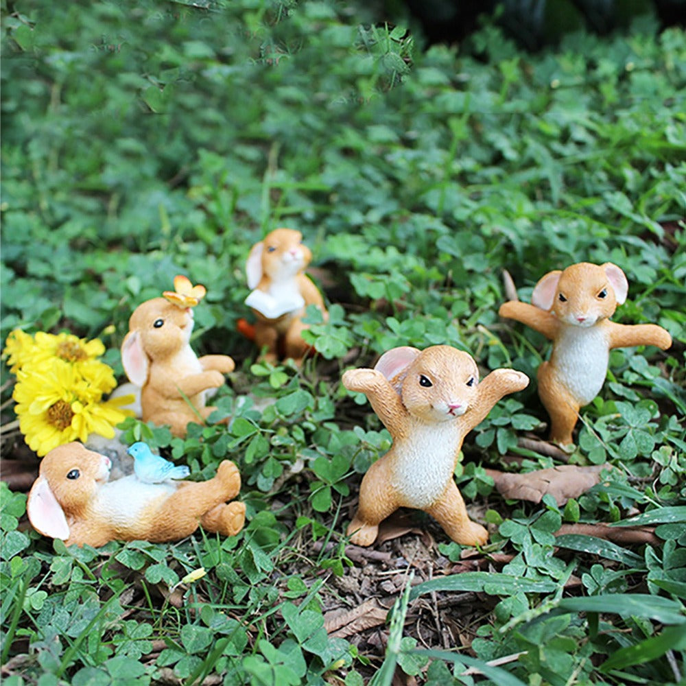 5Pcs Mini Easter Bunny Rabbit Resin Figurines