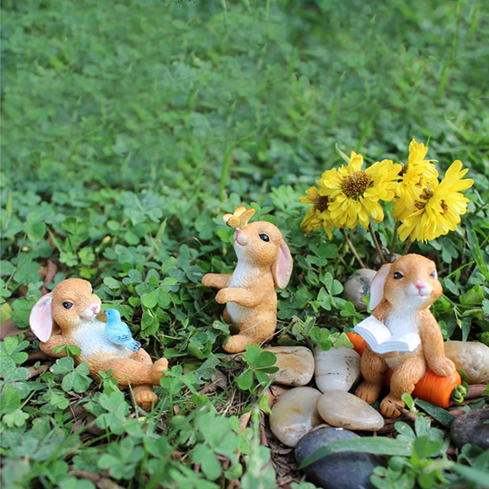 5Pcs Mini Easter Bunny Rabbit Resin Figurines