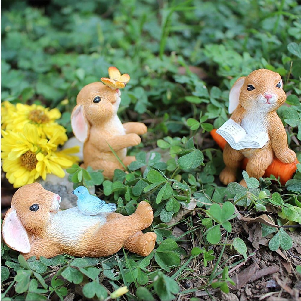5Pcs Mini Easter Bunny Rabbit Resin Figurines