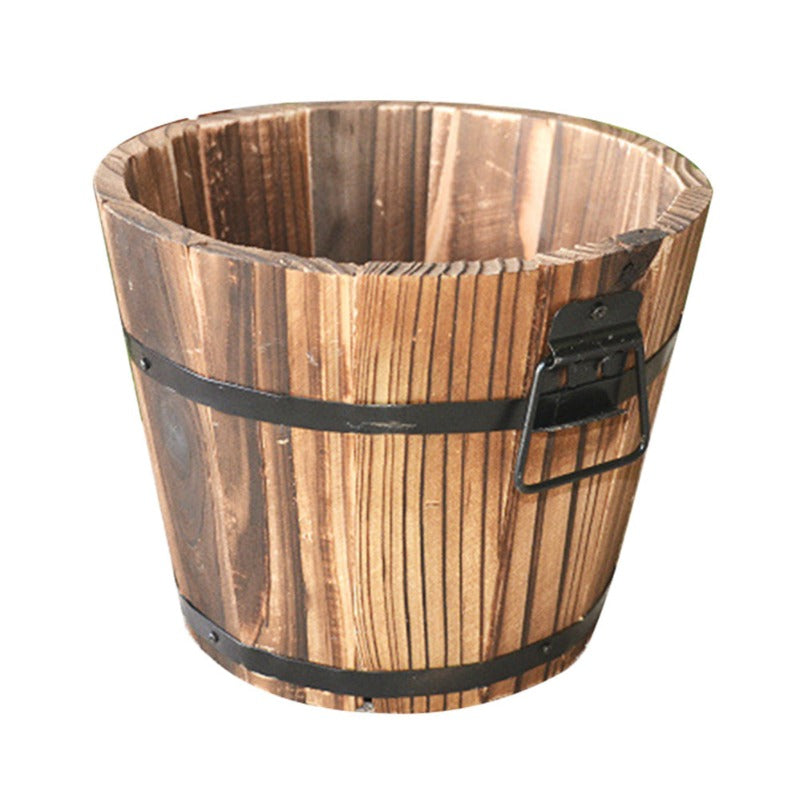 Rustic Succulent Planter Barrel Empty Flower Pot Container Garden Decor