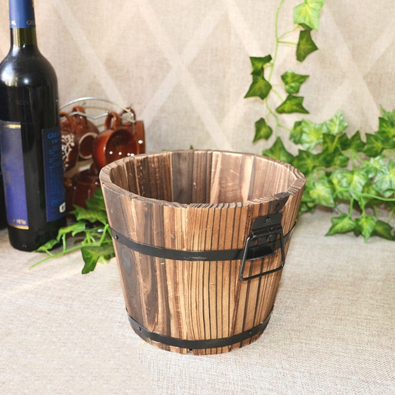 Rustic Succulent Planter Barrel Empty Flower Pot Container Garden Decor
