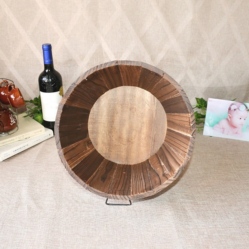 Rustic Succulent Planter Barrel Empty Flower Pot Container Garden Decor