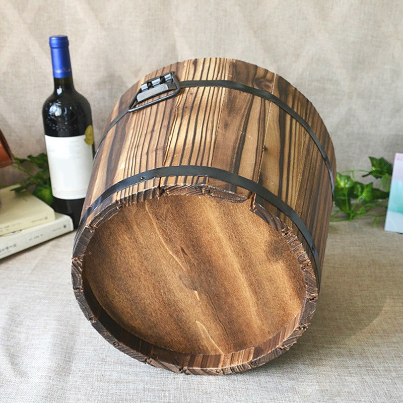 Rustic Succulent Planter Barrel Empty Flower Pot Container Garden Decor