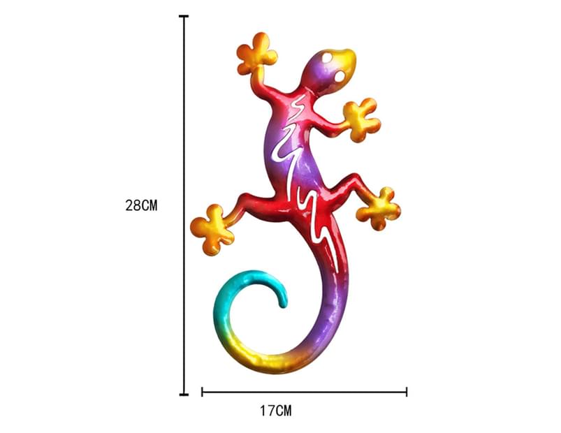 Vivid Wall Hanging Geckos Shape Iron Stylish Art Sculpture Animal Pendant For Outdoor-Red-2