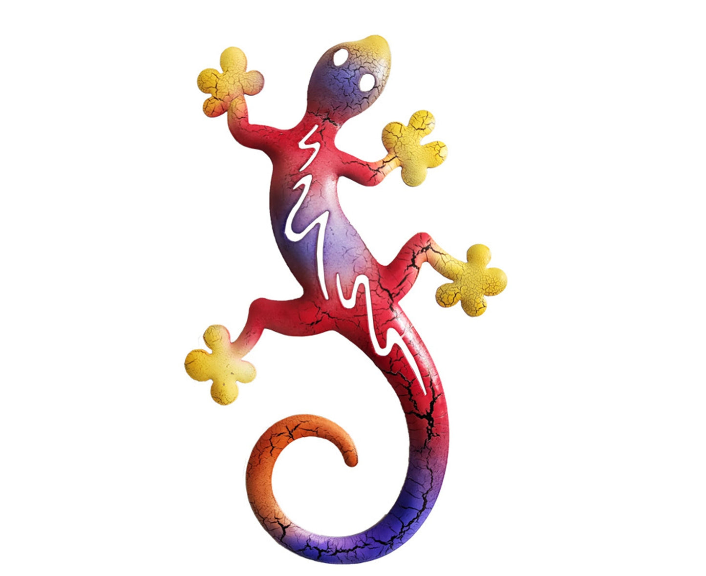 Vivid Wall Hanging Geckos Shape Iron Stylish Art Sculpture Animal Pendant For Outdoor-Red-2