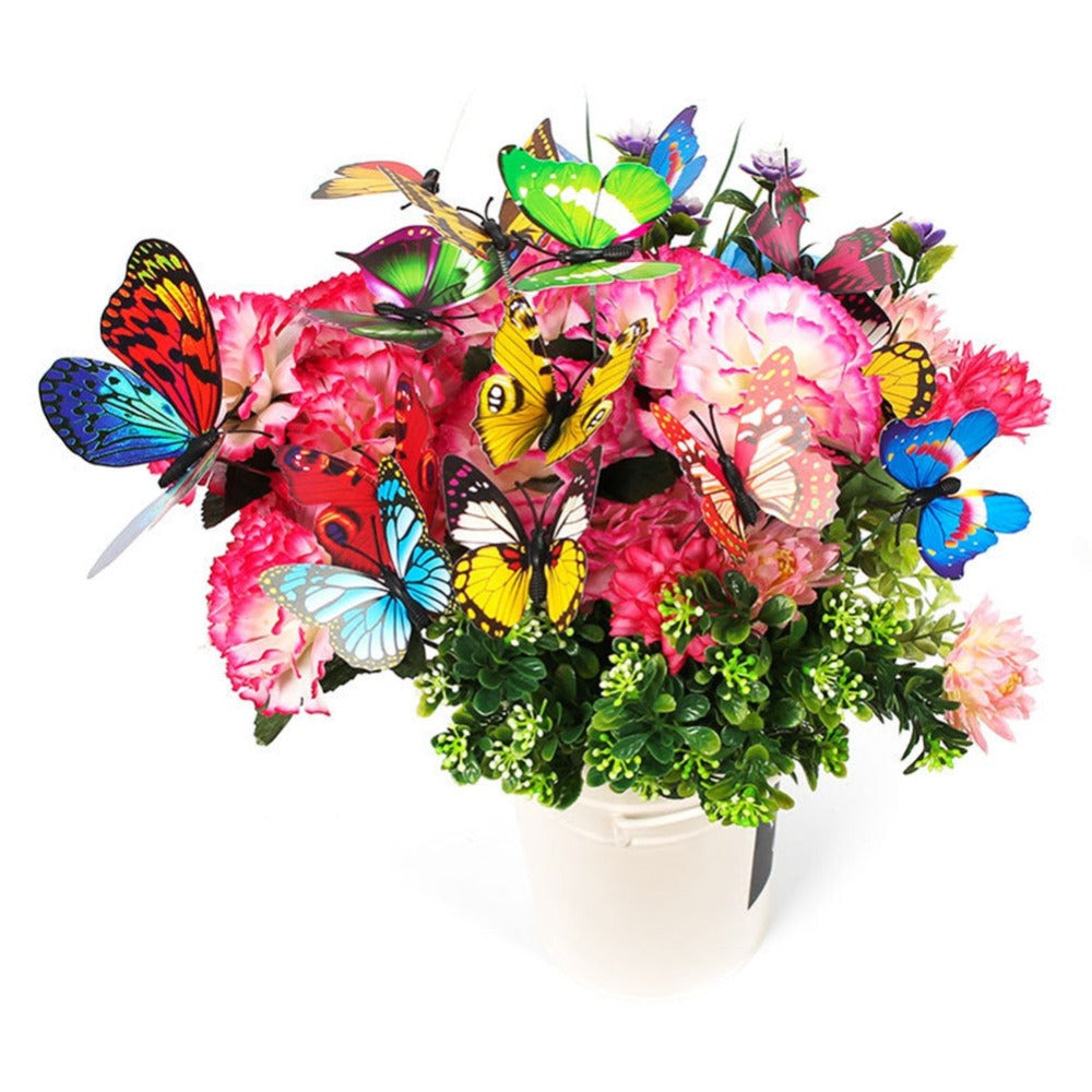 10/20/50Pcs Artificial Butterfly Insert Rod Garden Decor Diy Flower Arrangement