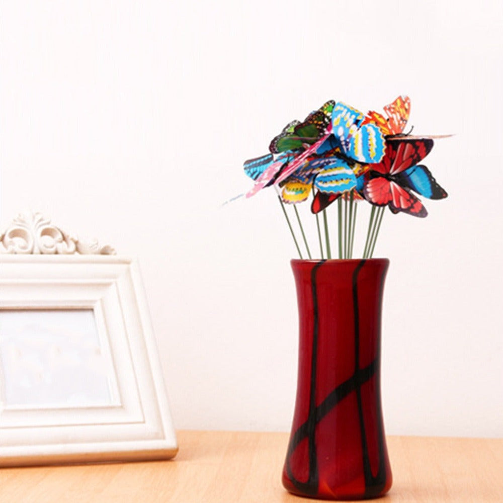 10/20/50Pcs Artificial Butterfly Insert Rod Garden Decor Diy Flower Arrangement