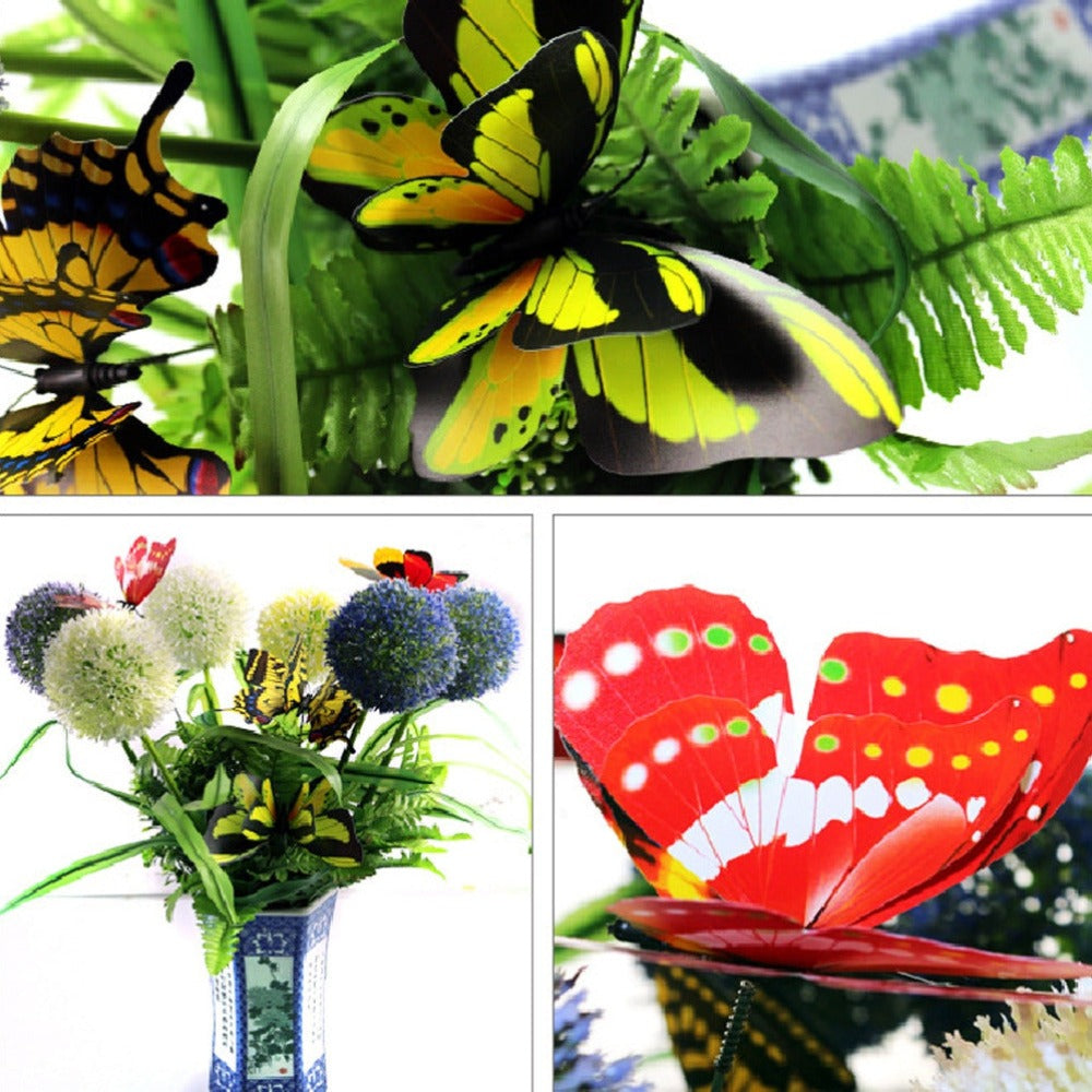 10/20/50Pcs Artificial Butterfly Insert Rod Garden Decor Diy Flower Arrangement