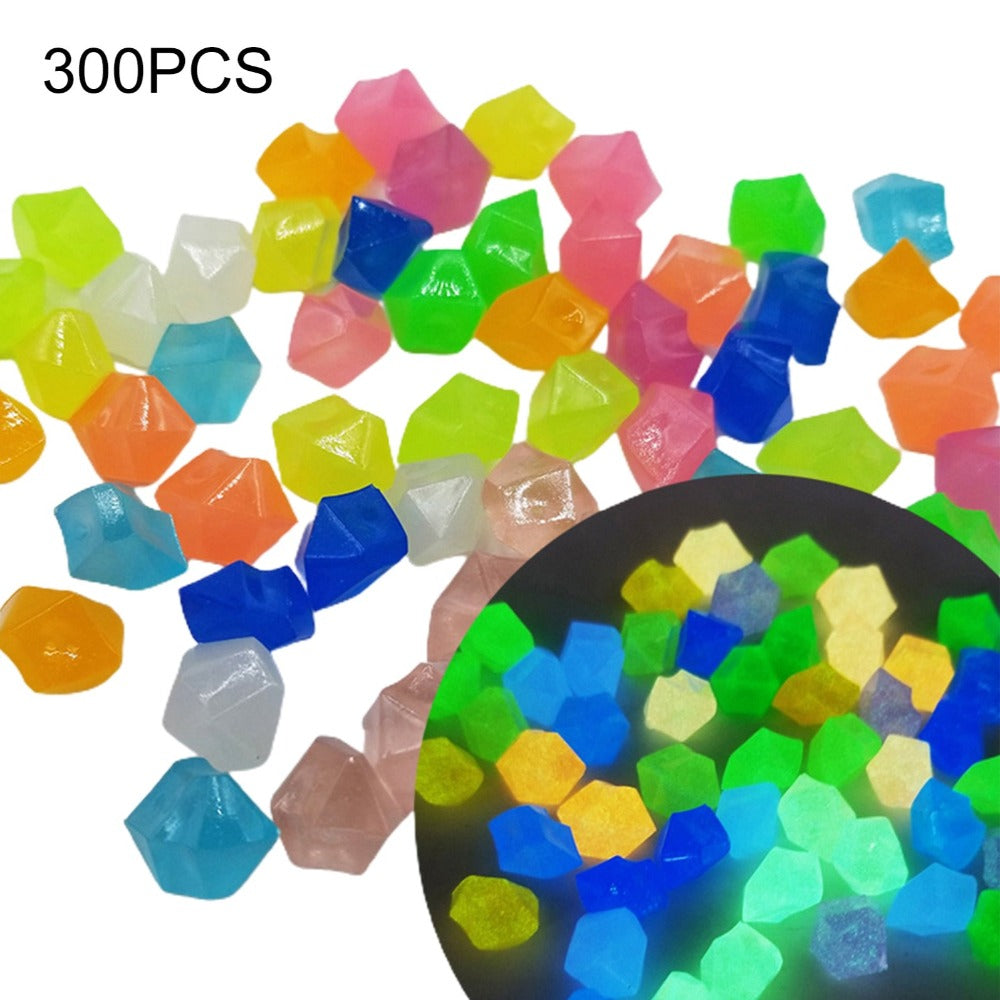 300Pcs Dark Aquarium Pebbles Decorative Walkways Garden Path Luminous Stones