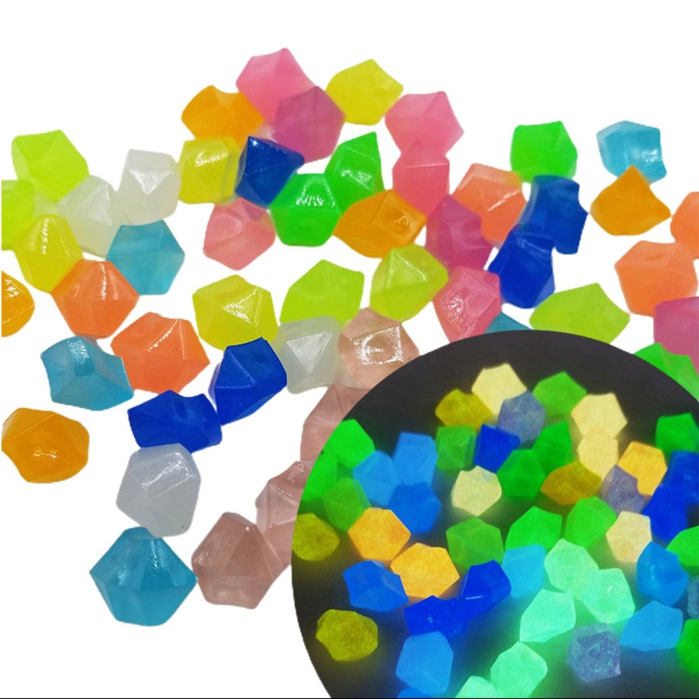 300Pcs Dark Aquarium Pebbles Decorative Walkways Garden Path Luminous Stones