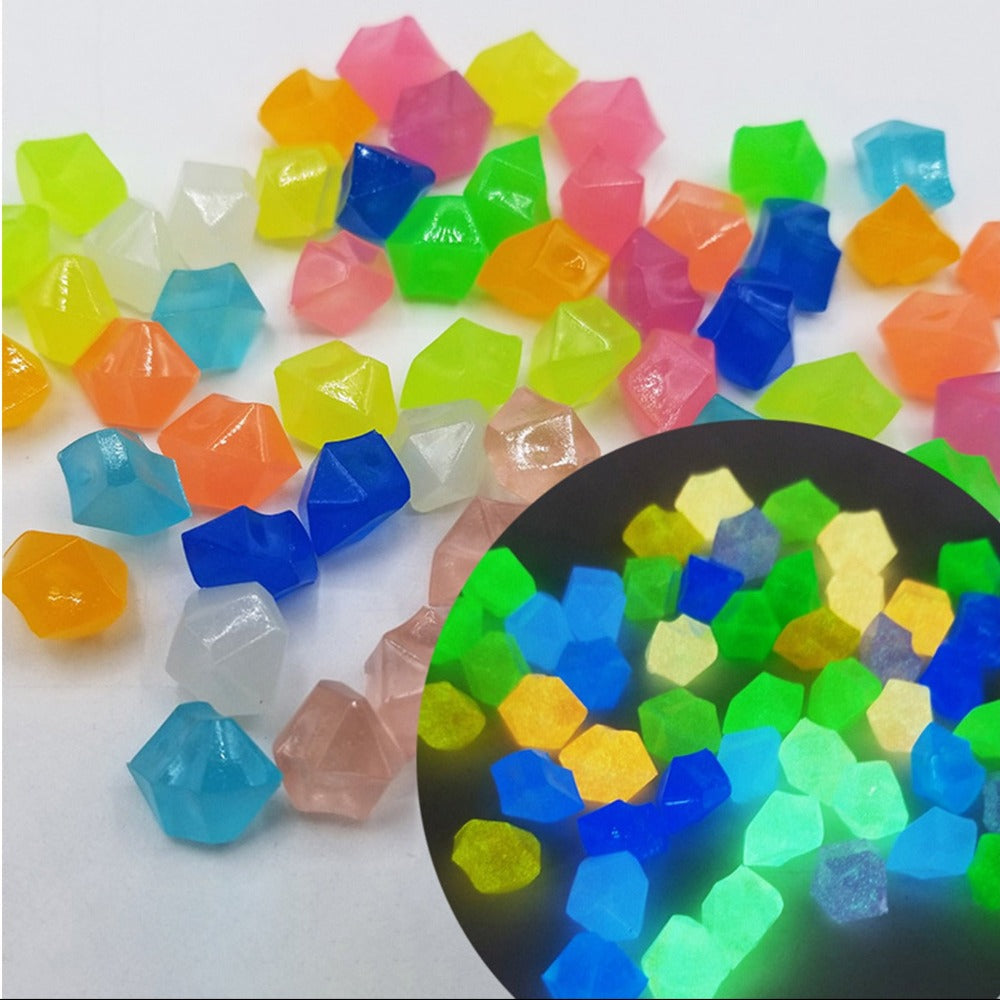 300Pcs Dark Aquarium Pebbles Decorative Walkways Garden Path Luminous Stones