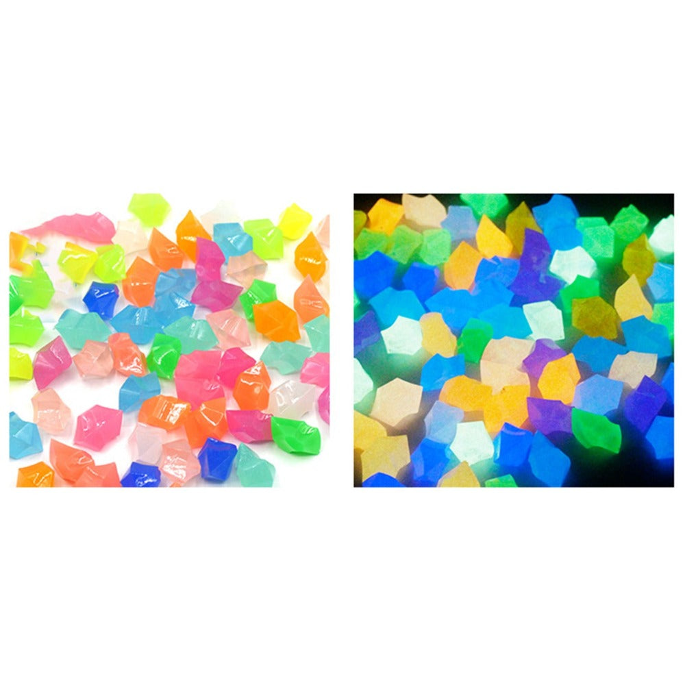 300Pcs Dark Aquarium Pebbles Decorative Walkways Garden Path Luminous Stones