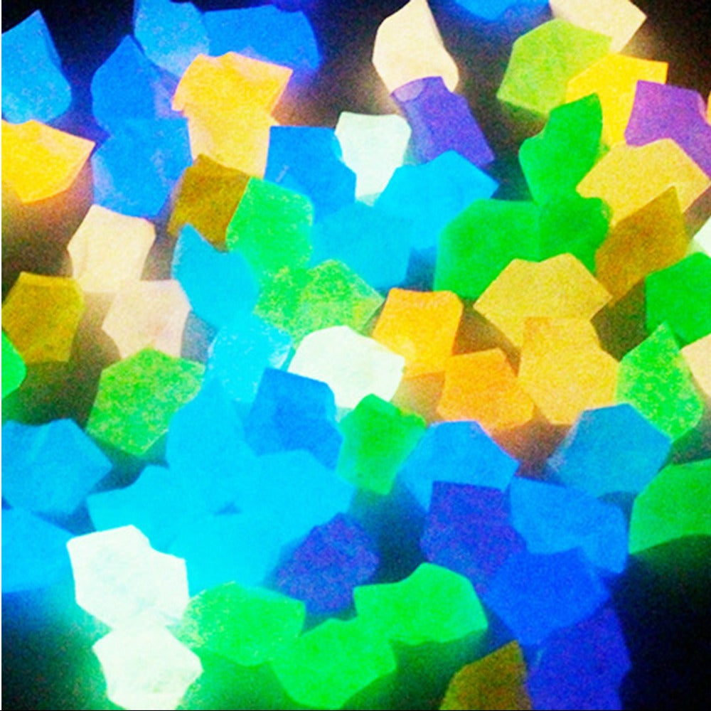 300Pcs Dark Aquarium Pebbles Decorative Walkways Garden Path Luminous Stones