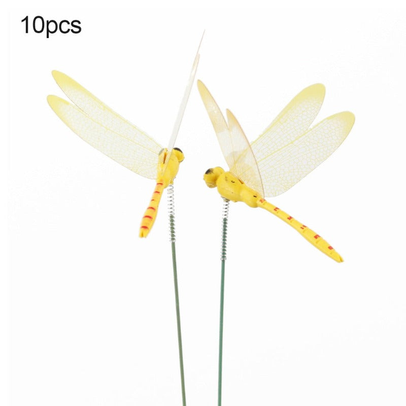 10 Artificial Simulation Dragonfly Stakes Outdoor Garden Yard Lawn Decoration