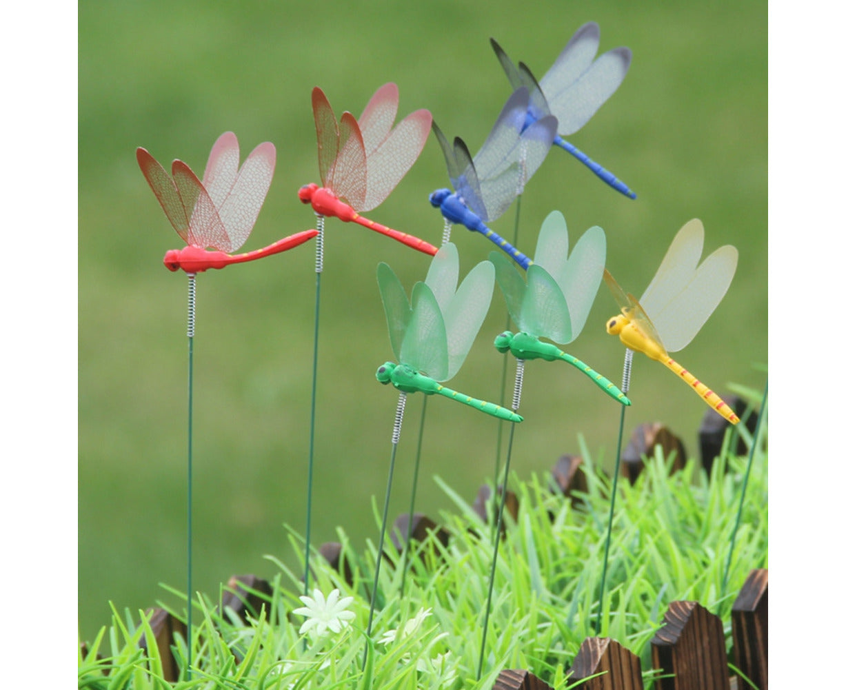 10 Artificial Simulation Dragonfly Stakes Outdoor Garden Yard Lawn Decoration