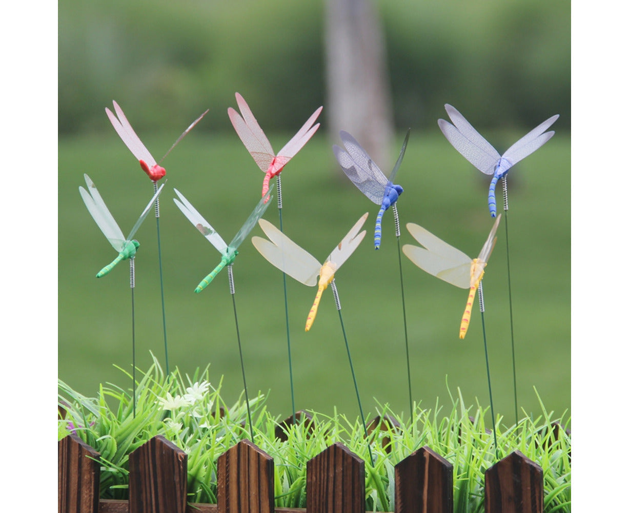 10 Artificial Simulation Dragonfly Stakes Outdoor Garden Yard Lawn Decoration