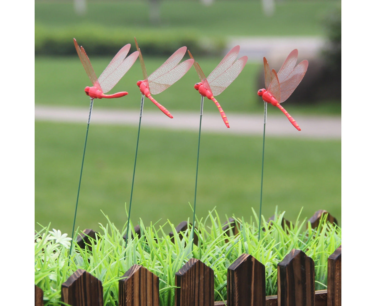 10 Artificial Simulation Dragonfly Stakes Outdoor Garden Yard Lawn Decoration