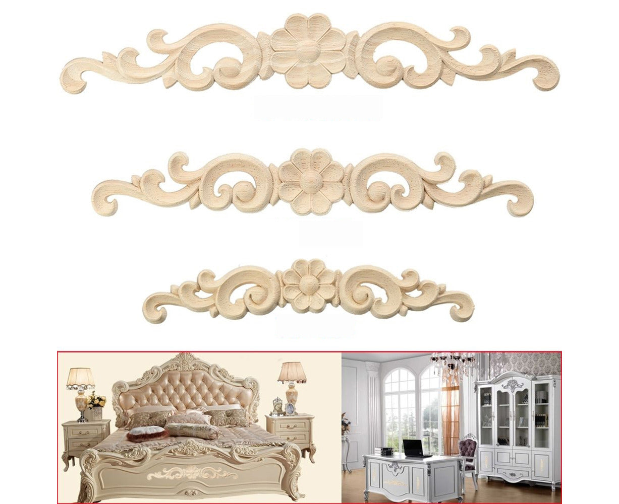 Wood Carved Corner Onlay Applique European Style Door Furniture Cabinet Decor