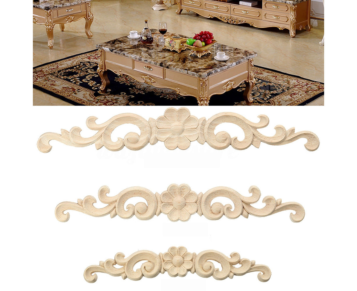 Wood Carved Corner Onlay Applique European Style Door Furniture Cabinet Decor