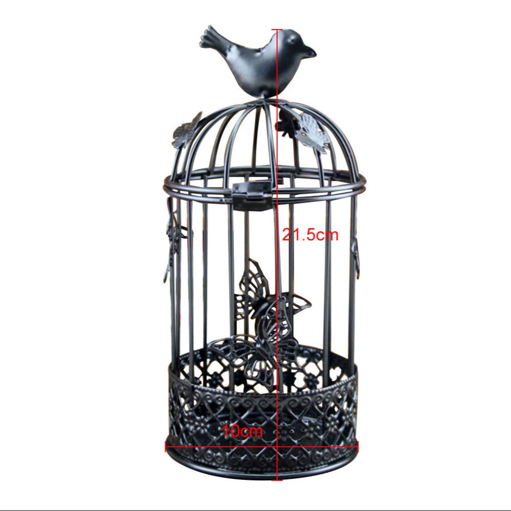 Candle Holder Hollow Bird Cage Iron Butterflies Home Decor