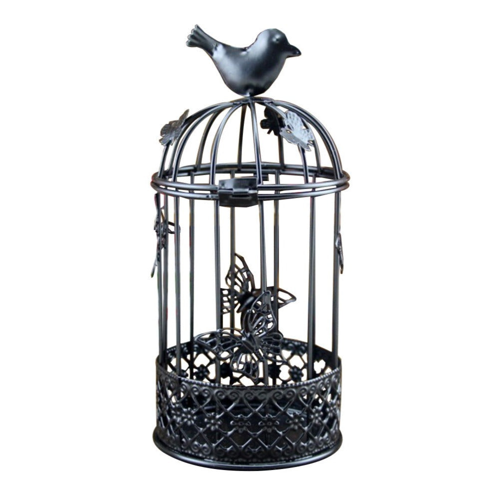 Candle Holder Hollow Bird Cage Iron Butterflies Home Decor