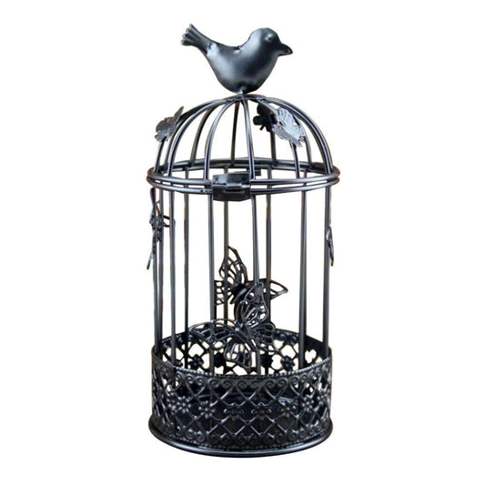 Candle Holder Hollow Bird Cage Iron Butterflies Home Decor