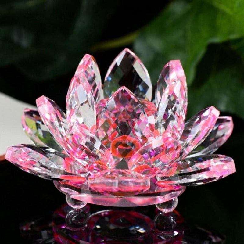 Artificial Crystal Lotus Buddhism Ornament Feng Shui Home Decor Collection Gift