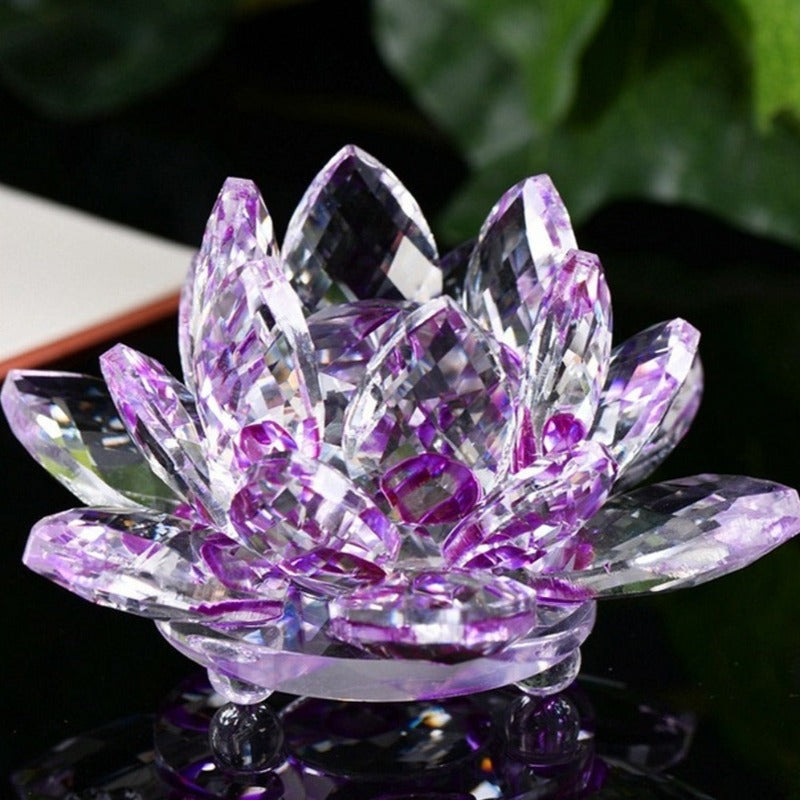 Artificial Crystal Lotus Buddhism Ornament Feng Shui Home Decor Collection Gift