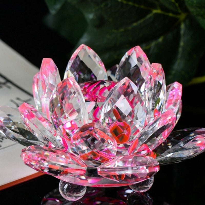 Artificial Crystal Lotus Buddhism Ornament Feng Shui Home Decor Collection Gift
