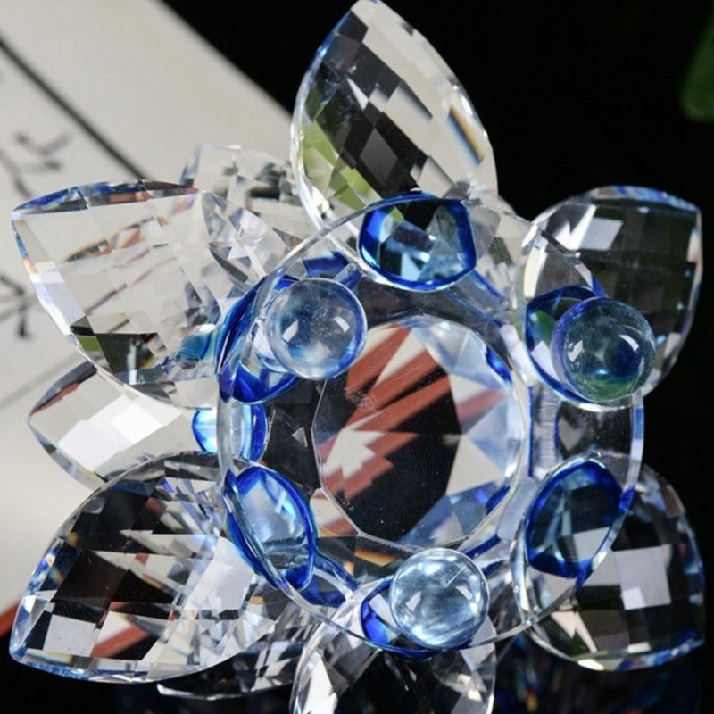 Artificial Crystal Lotus Buddhism Ornament Feng Shui Home Decor Collection Gift