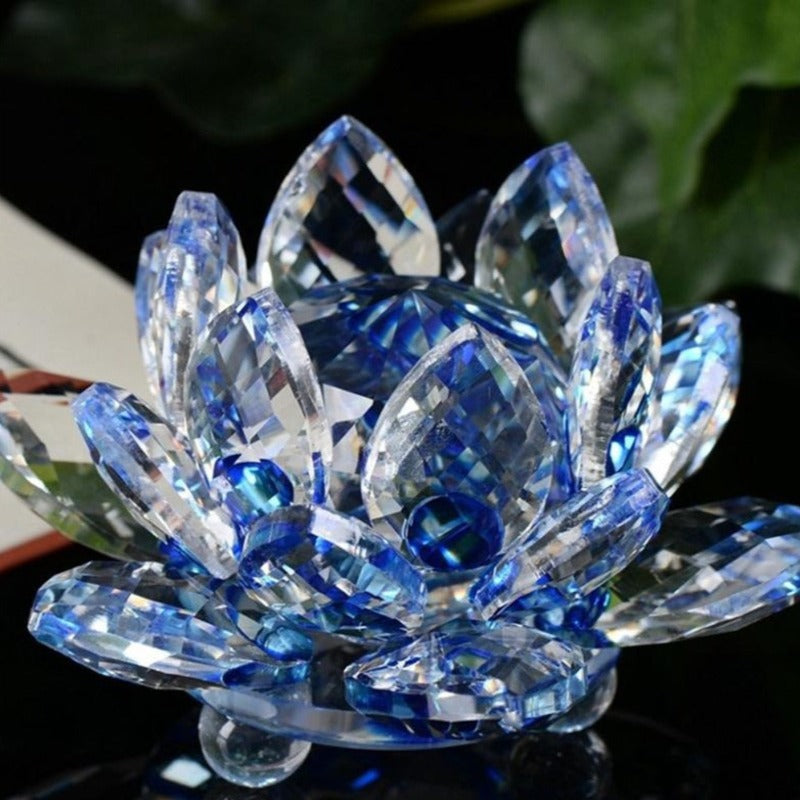 Artificial Crystal Lotus Buddhism Ornament Feng Shui Home Decor Collection Gift