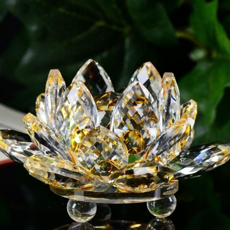 Artificial Crystal Lotus Buddhism Ornament Feng Shui Home Decor Collection Gift