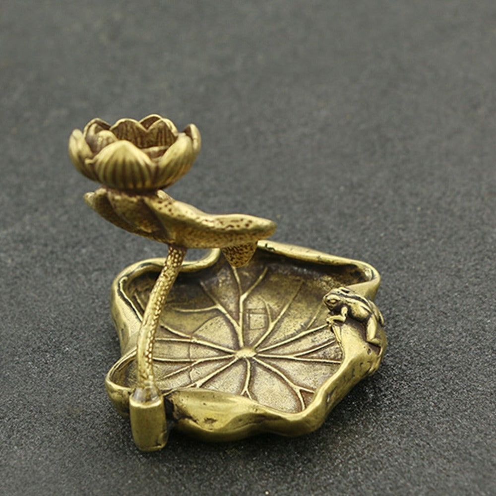 Brass Lotus Shape Backflow Display Mold Micro Ornament Home Decor