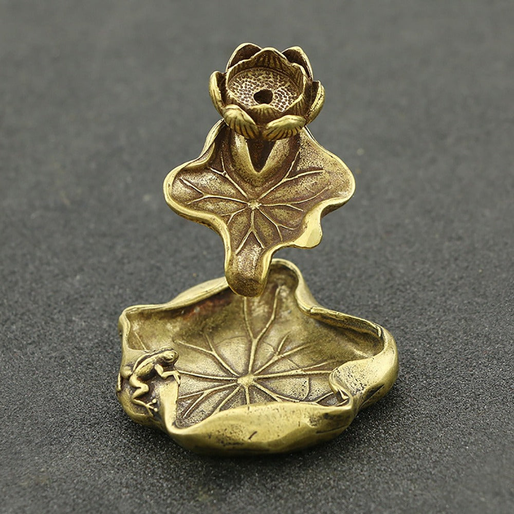Brass Lotus Shape Backflow Display Mold Micro Ornament Home Decor